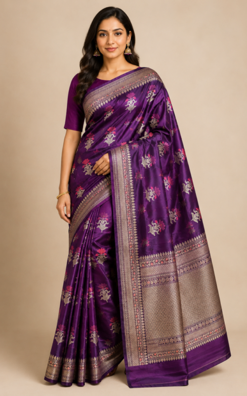 Purple Kadhwa Silk Saree