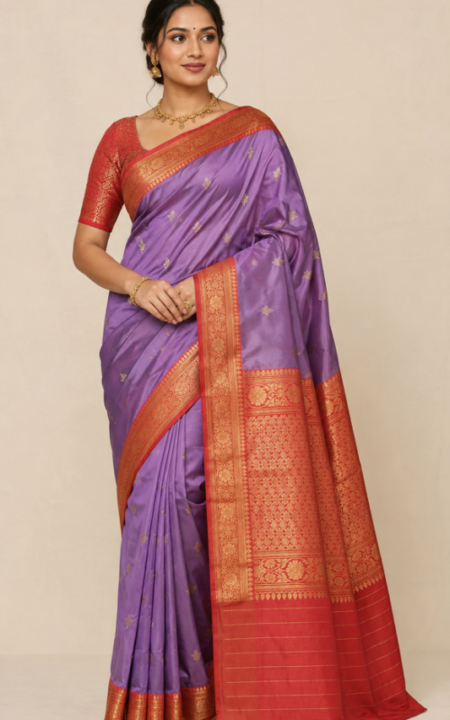 Pure Handmade Katan Silk Kadhwa Saree